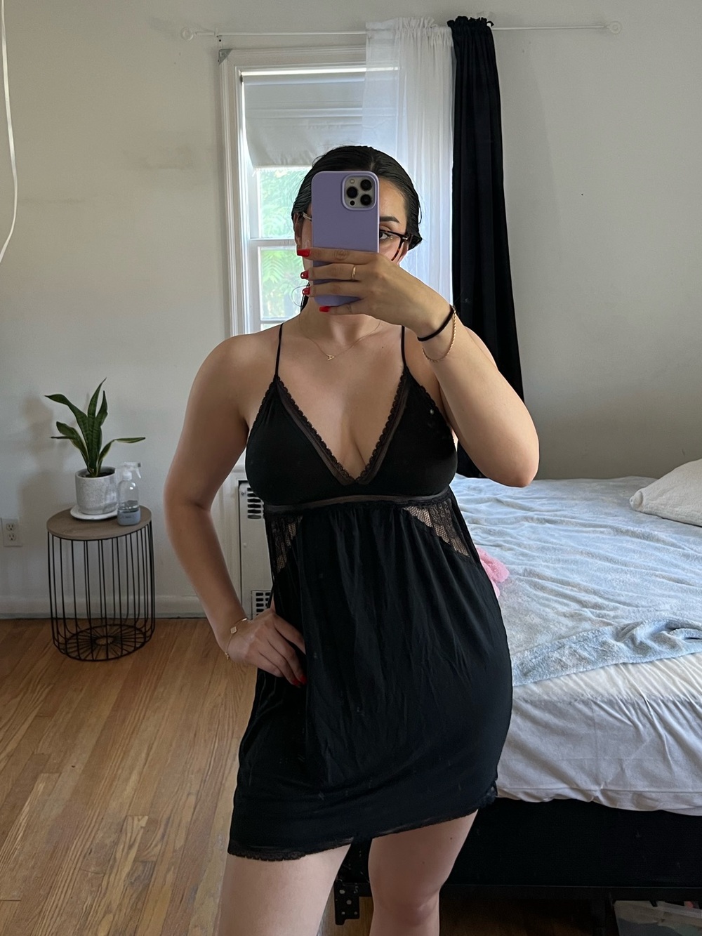 Victoria's Secret Black Lace Trim Camisole